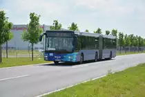 Am 04.06.2016 fährt OHV-VK 108 für die ILA 2016 auf der Shuttle Linie  R . Aufgenommen wurde ein MAN Lion's City G der OVG.