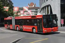 MAN Lions City 122, auf der Linie 1, fährt zur Haltestelle beim Bahnhof Thun. Die Aufnahme stammt vom 30.07.2018.
