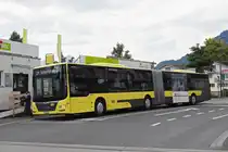 MAN Lions City 701, auf der Linie 21, bedient die Haltestelle beim Bahnhof Interlaken West. Die Aufnahme stammt vom 25.07.2018.