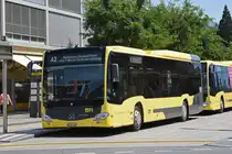 Mercedes Citaro 191, auf der Linie 42, wartet an der Haltestelle beim Bahnhof Thun. Die Aufnahme stammt vom 30.07.2018.