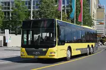 MAN Lions City 131, auf der Linie 25, verlässt den Bahnhofplatz in Thun. Die Aufnahme stammt vom 30.07.2018.