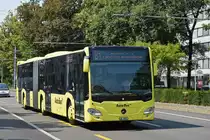 Mercedes Citaro 83, auf der Linie 81, fährt zur Haltestelle beim Hammermann am Aeschenplatz. Die Aufnahme stammt vom 06.08.2018.