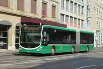 Mercedes Citaro 7053, auf der Linie 50, verlässt die Haltestelle am Bahnhof SBB. Die Aufnahme stammt vom 06.08.2018.