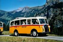 Schmid, Th�rishaus BE 26'760 Saurer/Gangloff (ex Geiger, Adelboden Nr. 3) am 27. September 2008 auf der Bundalp (Postautofahrt Griesalp-Bundalp)