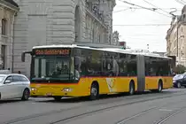 Mercedes Citaro der Post, im Einsatz als Bahnhersatz auf der S1, wendet am Bahnhof SBB. Die Aufnahme stammt vom 18.08.2018.