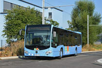 Mercedes Citaro von Distribus, auf der Linie zur Euroairport fährt zur Endstation beim Bahnhof Saint Louis. Die Aufnahme stammt vom 22.08.2018.