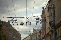 Usti nad Labem hat ein gut  ausgebautes O-Bus und Bus-Netz. Hier eine Einspeisungsstelle in der  Hrncircka.  26.08.2018 12:08 Uhr