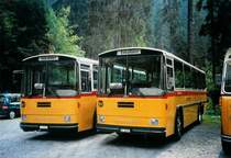 Zimmermann, Niederwangen  P 24'289  Saurer/T�scher RH (ex P 24'289) + Schmid, Th�rishaus BE 26'206 Saurer/T�scher RH (ex P 24'244) am 27. September 2008 Kiental, Tschingel (Postautofahrt Griesalp-Bundalp)