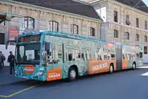 Mercedes Citaro 7052 mit der easy Jet Werbung, auf der Linie 50, wartet an der Endstation am Bahnhof SBB. Die Aufnahme stammt vom 17.09.2018.