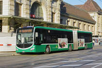 Mercedes Citaro 7023, auf der Linie 48, wartet an der Endstation beim Bahnhof SBB. Die Aufnahme stammt vom 20.09.2018.