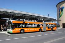 Stadtbus Aschaffenburg / Verkehrsgemeinschaft am Bayerischen Untermain (VAB): Mercedes-Benz Citaro G der Stadtwerke Aschaffenburg Verkehrs-GmbH (STWAB), aufgenommen Anfang Juli 2018 am Hauptbahnhof in Aschaffenburg.