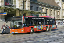 MAN Lions City von Südbadenbus, auf der Linie 48, wartet an der Endstation beim Bahnhof SBB. Die Aufnahme stammt vom 20.09.2018.