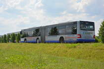 Am 04.06.2016 fährt P-AV 576 für die ILA 2016 Shuttle zwischen Parkplatz und ILA-Gelände. Aufgenommen wurde ein MAN Lion's City G der BVSG, Betriebshof Stahnsdorf.