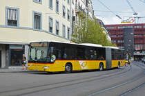 Mercedes Citaro der Post, im Einsatz als Bahnhersatz auf der S1, wendet am Bahnhof SBB. Die Aufnahme stammt vom 18.08.2018.