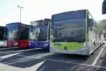 Die neuen MB C2 für Busland AG, VZO und TPF am 13.10.18 hinter dem Eurobus Zentrum in Bassersdorf abgestellt.