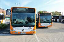 RNV Mercedes Benz Citaro 1 Facelift G Wagen 6203 und 6201 am 20.10.18 beim Tag der offenen Tür in Mannheim