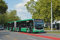 Mercedes Citaro 7048, auf der Linie 50, hat die Haltestelle am Kannenfeldplatz verlassen und fährt Richtung Bahnhof SBB. Die Aufnahme stammt vom 30.09.2018.