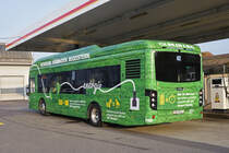 Die Basler Verkehrs Betriebe Testen einen VDL Citea SLF-120 Elektro Bus. Hier stellt der elektro Bus wieder in der Garage Rankstrasse ein. Die Aufnahme stammt vom 23.10.2018.