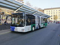 MAN Lion's City der Firma Aloys BARON GmbH aus 66351 Großrösseln vor dem Hauptbahnhof von Saarbrücken für die SaarVV am 19. Oktober 2018.
