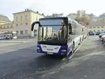 MAN Lion's City der BVB Verkehrsgesellschaft vor dem Bahnhof Neustadt/Weinstrasse am 20. Oktober 2018.