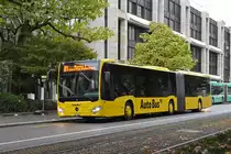 Mercedes Citaro 82 der AAGL, auf der Linie 81 wartet an der provisorischen Haltestelle am Aeschenplatz. Die Aufnahme stammt vom 28.10.2018.