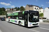 Bus Aue / Bus Erzgebirge: MAN Lion's City Ü der RVE (Regionalverkehr Erzgebirge GmbH), aufgenommen im Juli 2018 im Stadtgebiet von Aue (Sachsen).