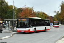 WES-PM 824 Buer, Rathaus am 01.11.2018. Der Bus ist von der Firma Pollak aus Schermbeck für die Vestische unterwegs. Hier auf der Linie 244 nach GE-Hassel, Friedhof.