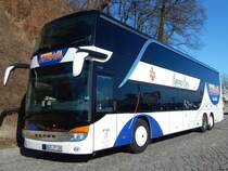 Setra 431 DT von Stewa aus Deutschland im Stadthafen Sassnitz am 11.03.2015