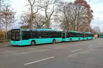 VGF/ICB MAN Lions City Wagen 517,516 und 521 am 01.12.18 in Frankfurt am Main Betriebshof Rebstock. Ich durfte durch nachfragen Fotos auf dem Gelände machen