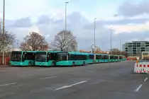 Autobus Sippel/ICB Mercedes Benz Citaro 1 Facelift G und VGF/ICB Solaris Urbino 12 am 01.12.18 in Frankfurt am Main Betriebshof Rebstock. Ich durfte durch nachfragen Fotos auf dem Gelände machen
