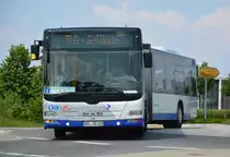 Am 04.06.2016 fährt HVL-VG 439 für die ILA auf der Shuttle-Linie S zwischen ILA Gelände und Bahnhof Schönefeld. Aufgenommen wurde ein MAN Lion's City G der Havelbus.