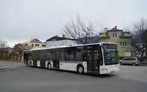 Mercedes-Benz Citaro Facelift G der Innsbrucker Verkehrsbetriebe (I-411IVB) auf der Linie C Richtung Sieglanger vor der Schutzengelkirche in der Gumppstraße (Innsbruck), 21.12.2018.