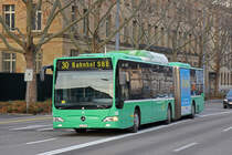 Mercedes Citaro 709, auf der Linie 30, fährt zur Endstation am badischen Bahnhof. Die Aufnahme stammt vom 28.12.2018.