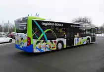 Mercedes -Benz Citaro C2, PM-RB 344 von Regiobus Potsdam -Mittelmark als Messe Shuttle Bus der Grünen Woche, vor dem Olympiastadion Berlin im Januar 2019.