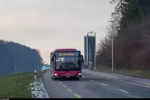 MAN Lions City BERNMOBIL 421 am 19. Januar 2019 auf der Linie 29 zwischen Leen und Landorf. Dahinter folgt ein weiterer gleichartiger Bus auf der seit Fahrplanwechsel neuen Linie 22, welche sich diesen Streckenabschnitt mit der Linie 29 teilt.

