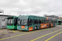 Mercedes Citaro 7052 mit der easy Jet Werbung steht auf dem Hof der Garage Rankstrasse. Die Aufnahme stammt vom 28.01.2019.