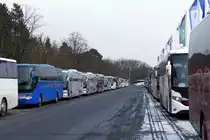 Berlin, Olympischer Platz, Busse zur Grünen Woche, im Januar 2019.