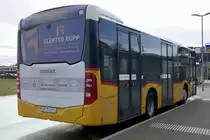 Das Heck des MB C2 K 312 vom PU Autobetrieb Stadel - Neerach am 9.2.19 beim Bhf Hüntwangen-Wil.