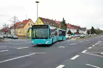 VGF/ICB Mercedes Benz Citaro 2 G Wagen 432 am 08.02.19 in Frankfurt am Main Enkheim. Normal fahren hier keine Gelenkzüge der ICB aber dieser Bus war bestimmt auf der Fahrt zu Mercedes Benz Evo Bus in Riederwald 