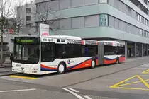 MAN Lions City 152 der RVBW, auf der Linie 2, bedient die Haltestelle beim Bahnhof Baden. Die Aufnahme stammt vom 02.02.2019.