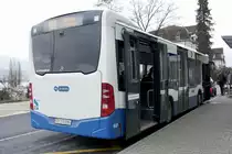 Heck des MB C2 K der durch AHW Autobetriebe betrieben wird, am 9.2.19 beim Bhf Kilchberg.