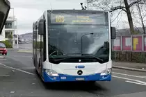 VBZ MB C2 K betrieben durch AHW Autobetriebe am 9.2.19 nach der Abfahrt beim Bhf Kilchberg.