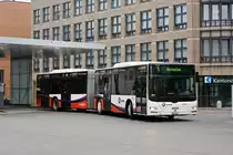 MAN Lions City 156 der RVBW, auf der Linie 1, verlässt die Haltestelle beim Bahnhof Baden. Die Aufnahme stammt vom 02.02.2019.