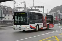 MAN Lions City 90 der RVBW, auf der Linie 5, fährt zur Haltestelle beim Bahnhof Baden. Die Aufnahme stammt vom 02.02.2019.
