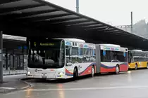 MAN Lions City der RVBW, auf der Linie 6, verlässt die Haltestelle beim Bahnhof Baden. Die Aufnahme stammt vom 02.02.2019.
