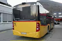 Das Heck des MB C2 K vom PU Tobler SA, Rebeuvelier am 15.2.19 vor dem Bahnhof Moutier.