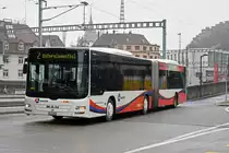 MAN Lions City 169 der RVBW, auf der Linie 2, fährt zur Haltestelle beim Bahnhof Baden. Die Aufnahme stammt vom 02.02.2019.