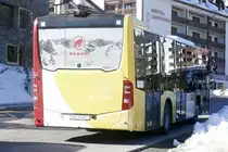 Heck des MB C2 K vom PU Stuppan, Flims am 16.2.19 bei der Anfahrt zur Bergbahn Laax.