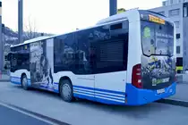 Das Heck des MB C2 K 333 von BSW der am 16.2.19 auf dem Bahnhofplatz Sargans steht.