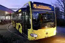 Der MB C2 K 46 der AAGL am 20.2.19 beim Bahnhof Frenkendorf.